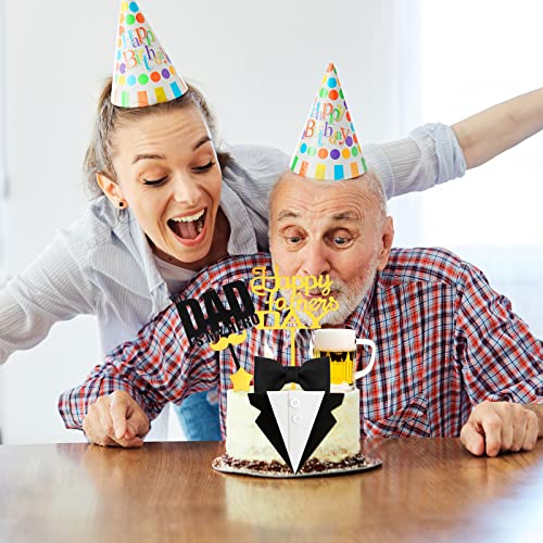 12 Pcs Dad Happy Birthday Cake Toppers For Men Happy Father's Day Cake Topper With Happy Father's Day Design Papa Birthday Party Decorations Supplies Happy Father's Day Theme Party Supplies #TOP5
