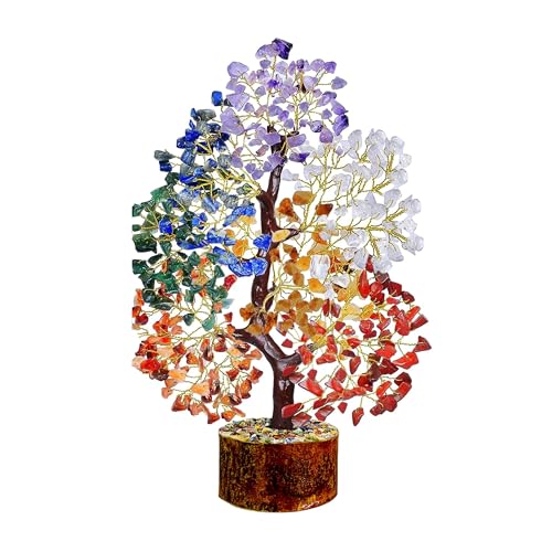 Image of Crystal Seven Chakra Tree | Size- 10Inch Approx | 600 Beads | Positive Energy, Wealth, Meditation, Health, Good Luck | Feng Shui | Home & Office Decor | Gift