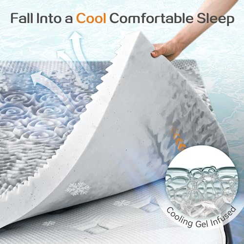 Image of SINWEEK Mattress Topper 5-Zone Memory Foam Mattress Topper Pressure Relieve Soft Mattress Pad, CertiPUR-US Certified, 1.5 Inch Full Size, Gray