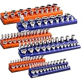 HORUSDY 6-Piece Magnetic Socket Organizer Set, 1/4', 3/8', 1/2' Drive Holders for 143pcs, Magnetic Trays for Socket Storage