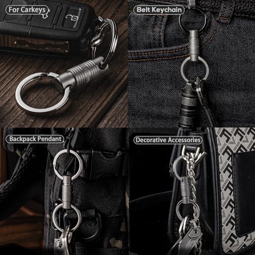 TISUR Titanium Quick Release Keychain, 360° Rotation Separating Keychain,Small Pull Apart Key Chain With Detachable Key Rings - Image 6
