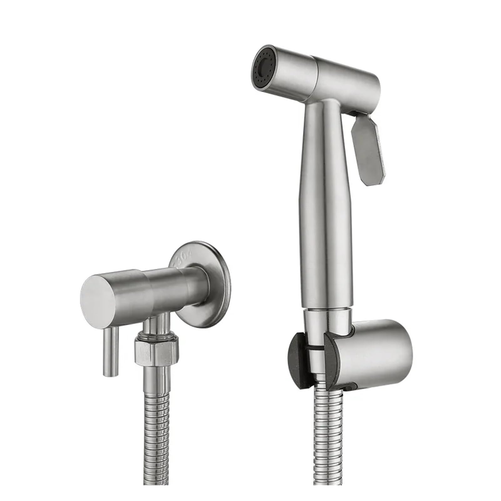 Handheld Toilet Bidet Sprayer with Brass Stainless Steel Bidet Shower Hygienic Shower Wall(Brushed Nickel)