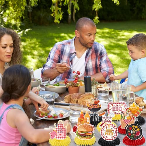 Image of BBQ Party Supplies - 10pcs Baby Q Baby Shower Decorations, Picnic Table Centerpieces, Summer Barbecue Decor, Happy BBQ Theme