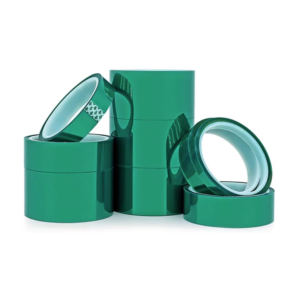 Nastro in silicone PET verde ad alta temperatura - Nastro for trasferimento termico impermeabile e resistente agli agenti chimici(0.022mmx8mmx100m 5pcs)