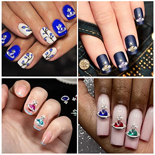 Noverlife 36Pcs Planet Nail Art Charms, 3D Saturn Shaped Nail Crystal Diamonds, Multi Colors Sparkle Nail Art Rhinestones, Shiny Nail Gems For Women Girls Manicure Decorations Jewelry Handcrafts #TOP6
