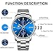 GOLDEN HOUR Men's Watches with Silver Plated Stainless Steel and Metal Casual Waterproof Chronograph Quartz Watch, Auto Date in Royal Blue Dial