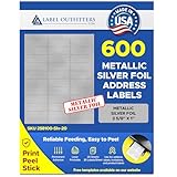 600 Label Outfitters Printable Silver Metallic Foil Laser Printer Labels, 2-5/8 x 1, 30 per Sheet, 20 Sheets