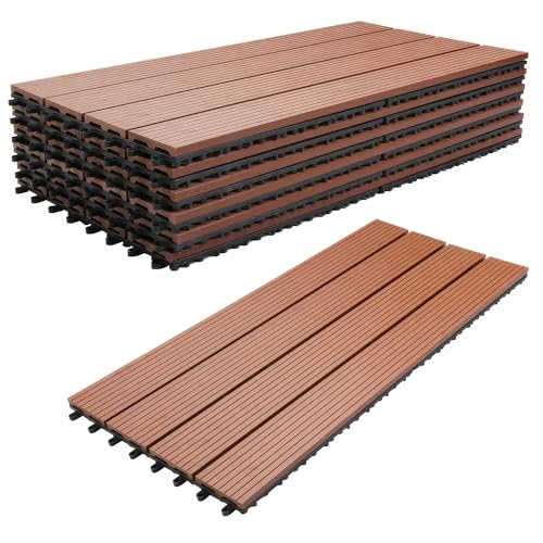 Frankystar Noka - Pavimento da Esterno con Clip 90x30 cm 6 Piastrelle per Giardino Patio Terrazza Pavimentazione 1,62 m2 in WPC OAK