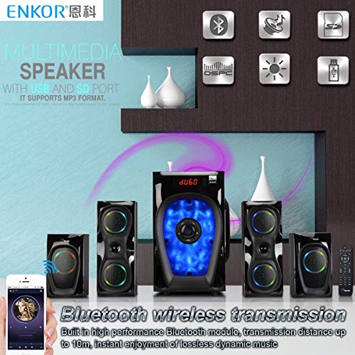 Image of 4.1 Channel Home Theater Speaker System Bluetooth Satellite PC Gaming Speakers Group Set 50W Surround Sound DIY Subwoofer SD /FM /USB /HDMI Amplifier 18W 3D Stereo Karaoke Kit TV Speakers EK4942