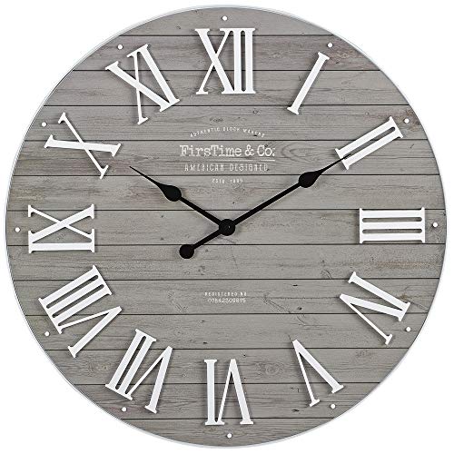 Firstime & Co. Gray Emmett Farmhouse Shiplap Clock, American Designed, Gray, 27 X 2 X 27 Inches (31205) #TOP1