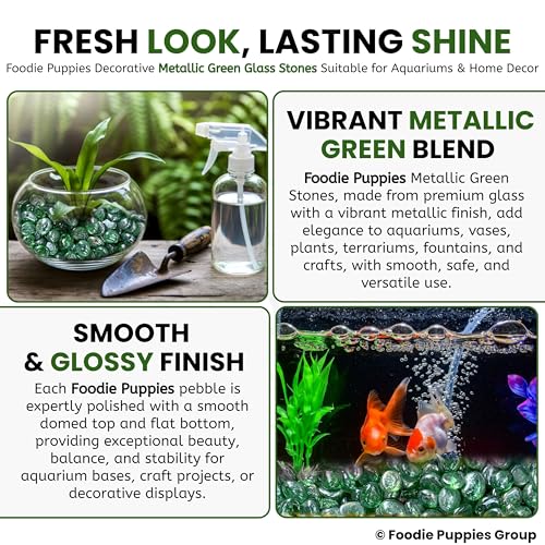 Image of Foodie Puppies Flat Glass Clear Stone (400gm, Metallic Blue) (2cm - 2.5cm) for Aquariums, Fireplace, Firepit Glass for Indoor and Outdoor, Vase Filler, Hydroponics Plants, Home Decor and DIY Craft