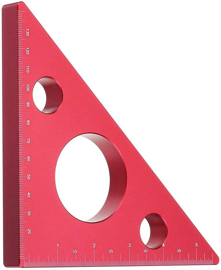 Aluminum Alloy Measuring Layout Tool Miter Scriber Gauge Metric/Inch, Triangle Ruler Square Tool 14cm/5.5inch