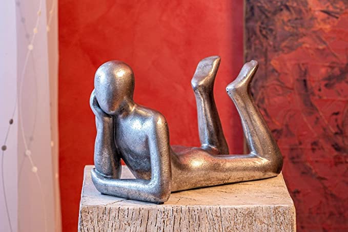 Idyl, scultura moderna in pietra arenaria, resistente alle intemperie, colore grigio, dimensioni: 53 x 19 x 20 cm, statuetta decorativa per ogni ambiente, balcone e giardino