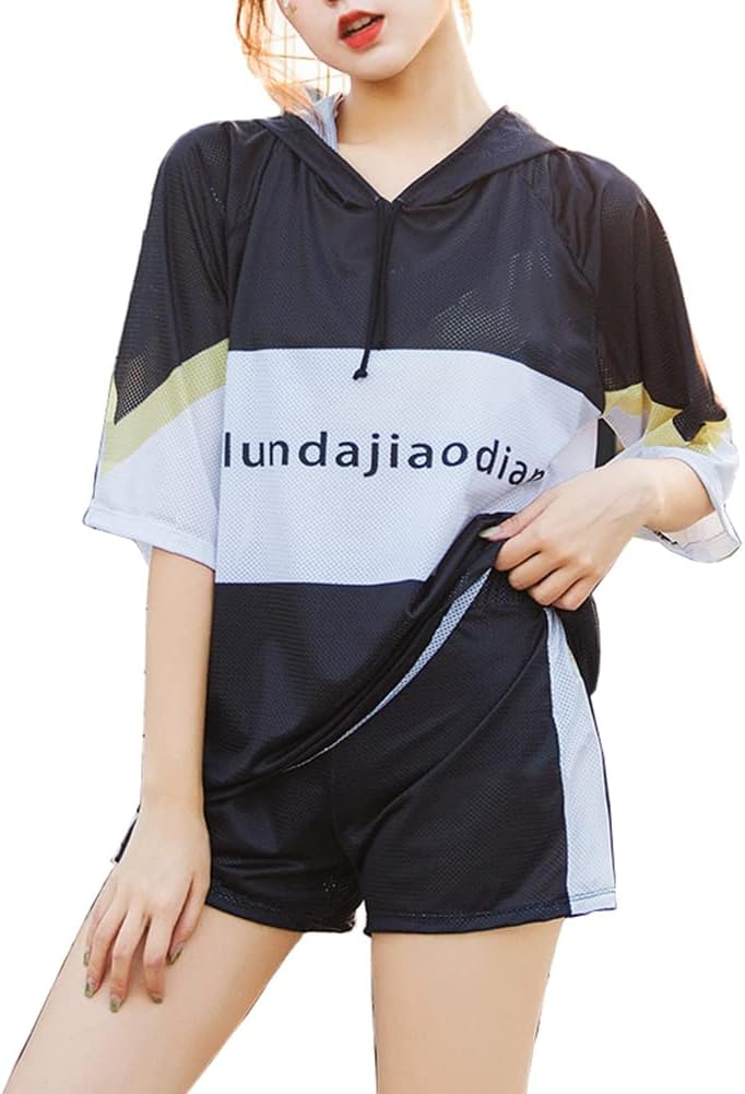 [InSomila] [インソミラ] 水着 レディース ジュニア タンキニ 4点セット 体型カバー オーバーTシャツ ショートパンツ スポーツブラ ラッシュガード カバーアップ ゆったり 水着 UVカット 10代 20代 ビキニ 少女