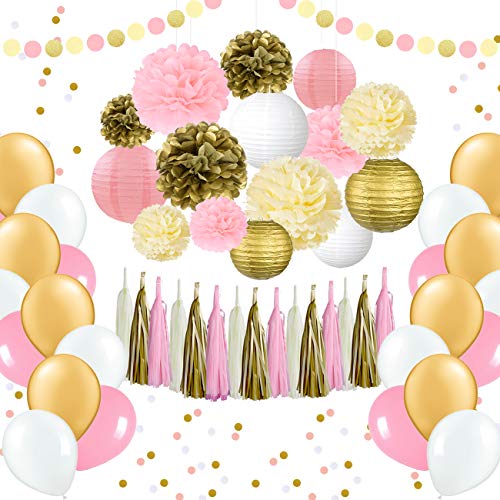 EpiqueOne 62 Pc Party Supplies Kit - Pink and Gold Party Supplies