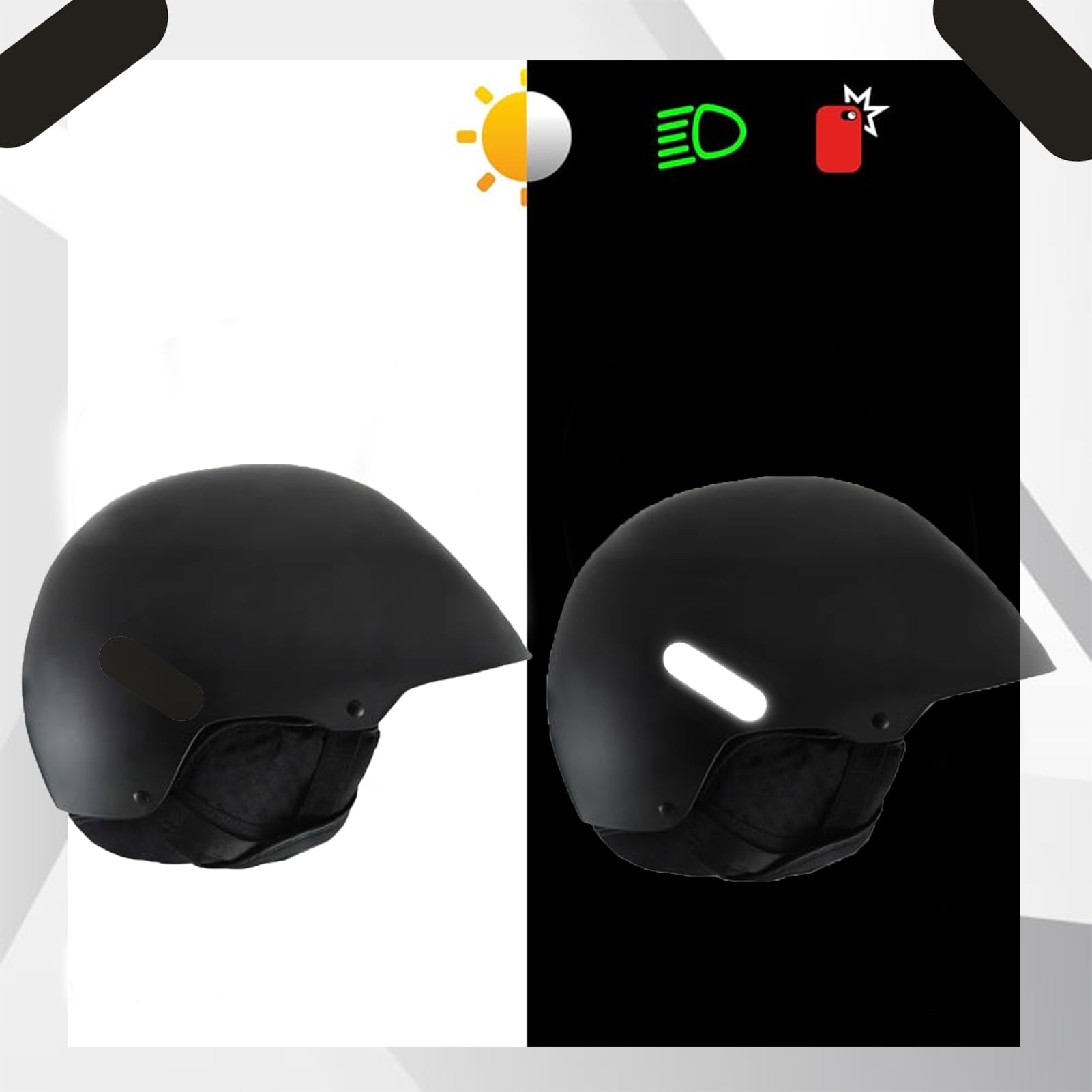 8 stuks zwarte reflecterende stickers voor motorhelm, reflecterende strepen, herpositioneerbaar, hoge zichtbaarheid, stickers, zelfklevend, voor scooter, fiets, motorfiets