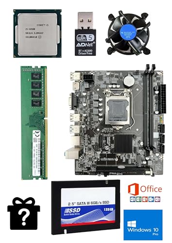 Image of H110 Motherboard Combo- i5-6500 Processor, 8GB DDR4 RAM, 128GB SSD, Mysterious Gift, WiFi+Bluetooth 5.0, Free CPU Fan(Window 10 Pro /MS Office).