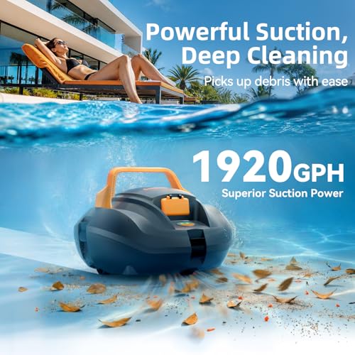 Image of Planet Edge Pool Vacuum for Above Ground Pool, 120-Min Runtime, Powerful Dual-Motor, Adjustable Cleaning Path, Cordless Robotic Pool Cleaner for Flat Pools Up to 850 Sq.ft, Deep Grey