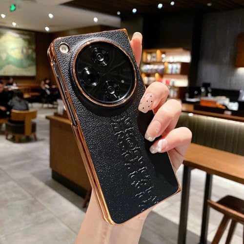 Image of MILLION CASES Back Cover Case for OnePlus Open Shockproof Protective Refined Elegance Electroplated Leather Case for Men & Boys(Black)