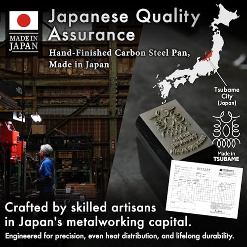 Image of HIBINO Tamagoyaki Carbon Steel Pan | Made in Japan | Nonstick, Even-Heating, 30% Lighter Design | Japanese Egg Pan with Detachable Wooden Handle | for Bento, Breakfast & Everyday Cooking
