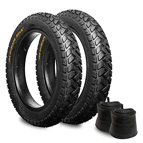 Heb Allscape Heavy Duty 20X4 E-Bike Tire + Tube - High-Performance Puncture Resistant Fat Tire For E-Bike Mountain Bikes, All Terrain, Directional Tread, High-Density Tire For Street + Trail Riding #TOP1