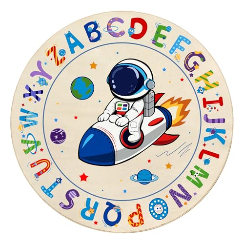 Tapete redondo educativo azul 4ft para niños miniatura 2