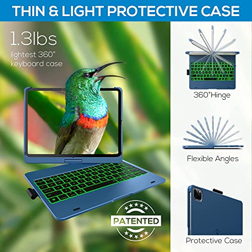 Image of typecase Touch Keyboard for iPad Air 11 (M4 /M3 /M2,2026 /2025 /2024),Air 5th /4th & Pro 11(4th /3rd /2nd /1st) Trackpad,11-Color Backlit,360Rotatable,Pencil Holder(Not for A16 /10th /Pro 11-M5 /M4)-Pac.Blue'26