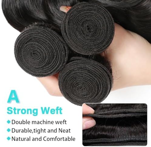 12A Deep Wave Human Hair Bundles 18 20 22 Inch 100% Unprocessed Deep Curly Bundles Human Hair Black Women Double Weft Wet and Wavy Hair Natural Color - 1
