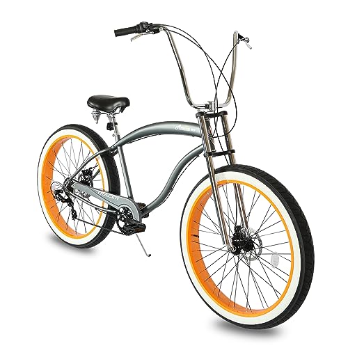 Tracer Avalon Fat Tire Cruiser Bike, 7-Speed Shimano(Greyish-Orange)