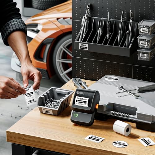 Image of NelkoGlobal Label Maker Machine with Tapes,M100 Thermal Label Printer,Versatile App with 2000 Icons and 300 Templates,Barcode Label Maker Output 0.78''-2'' Paper, Home, Office, School, Black
