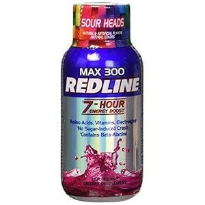VPX Redline Power Rush 7-Hour Energy Max 300 Supplement, Sour Heads, 2.5 Ounce (Pack of 12)