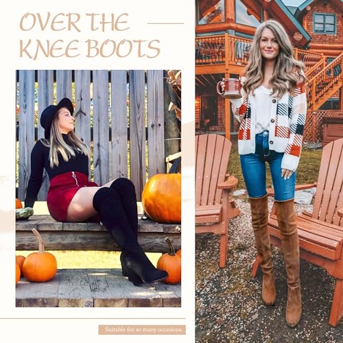 Vepose Women's Thigh High Black Over The Knee Boots, Tall Suede Knee High 996 Boot2