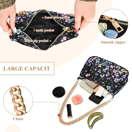 Clutch Shoulder Bags Tote Evening Purse Handbags for Women Pastel Flower Lovely Hobo Bags with Zipper Closure4