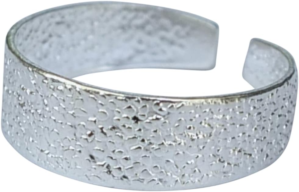Handmade Silver Wide Band Sanded Texture Adjustable Toe Ring, 925 Sterling Silver, Small Dainty Open Toe, Pinky or Knuckle Rings for Women, By MiYa Jewelry Creations - Image 6