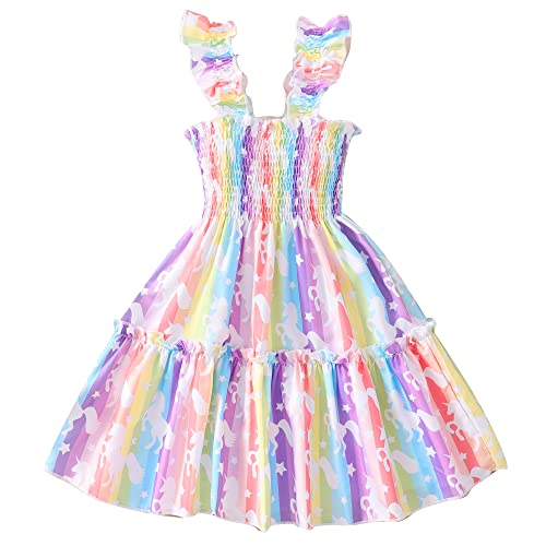 Little Girls Dress for Toddler Fairy Dresses Baby Kids Rainbow Princess Dress Kids Beach Sleeveless Sundress 2-7 Years