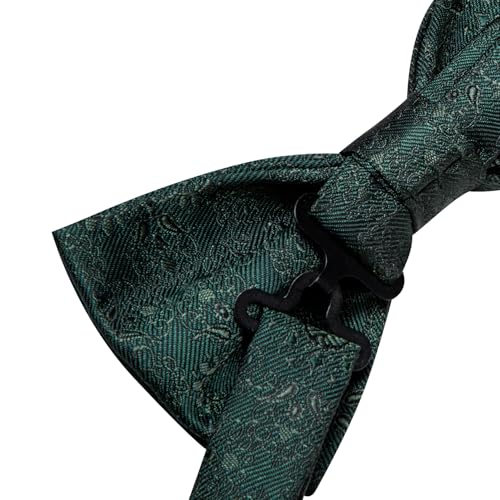 Image of Hi-Tie Bow Ties for Men Pre-Tied Pocket Square with Cufflinks Mens Bowtie Sets for Wedding Formal Party