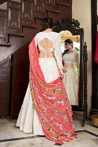Image of TRENDMALLS Georgette Embroidery Sequence Work Lehenga Choli Unstitch Blouse With Dupatta For Women (New-Bridal-Latest-Wedding-Sequnce-Lehenga-Designer)