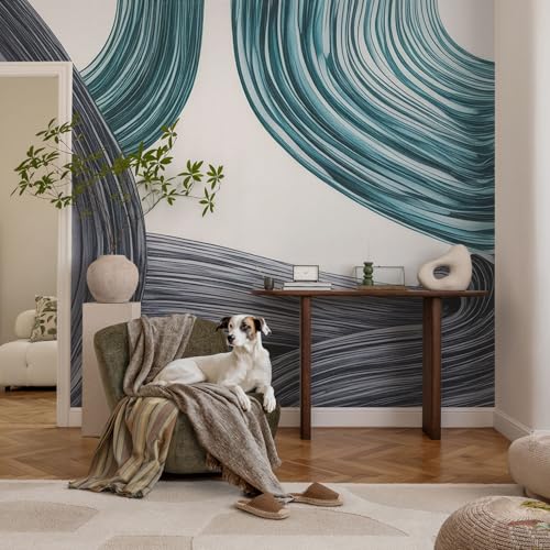 Papier peint intissé lignes de fluide pour chambre à coucher cocooning