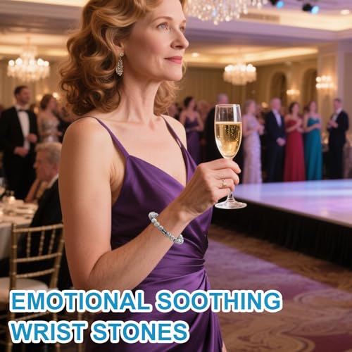 Pulsera AntiAlcohol | Accesorio para Reducir el Consumo de Alcohol | Piedras Calmantes para Equilibrio Emocional, Adjustable Adulto Adolescente Viaje Oficina Transporte, Se référer à la - imagen 6