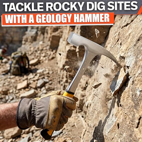 Image of Rock Pick Hammer 30 oz - One-Piece Forged Steel Geology Hammer with Pointed Pick Tip & Shock-Dampening Grip for Rockhounding, Fossil Hunting, Prospecting, Mineral Digging & Light Masonry Chipping Tool
