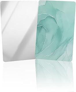 OComster Green Marble Compact Mirror Bulk Mini Card Mirror, Aqua Nature Stone Agate Small Compact Mirror for Purse, Rectangular Handheld Pocket Makeup Mirror