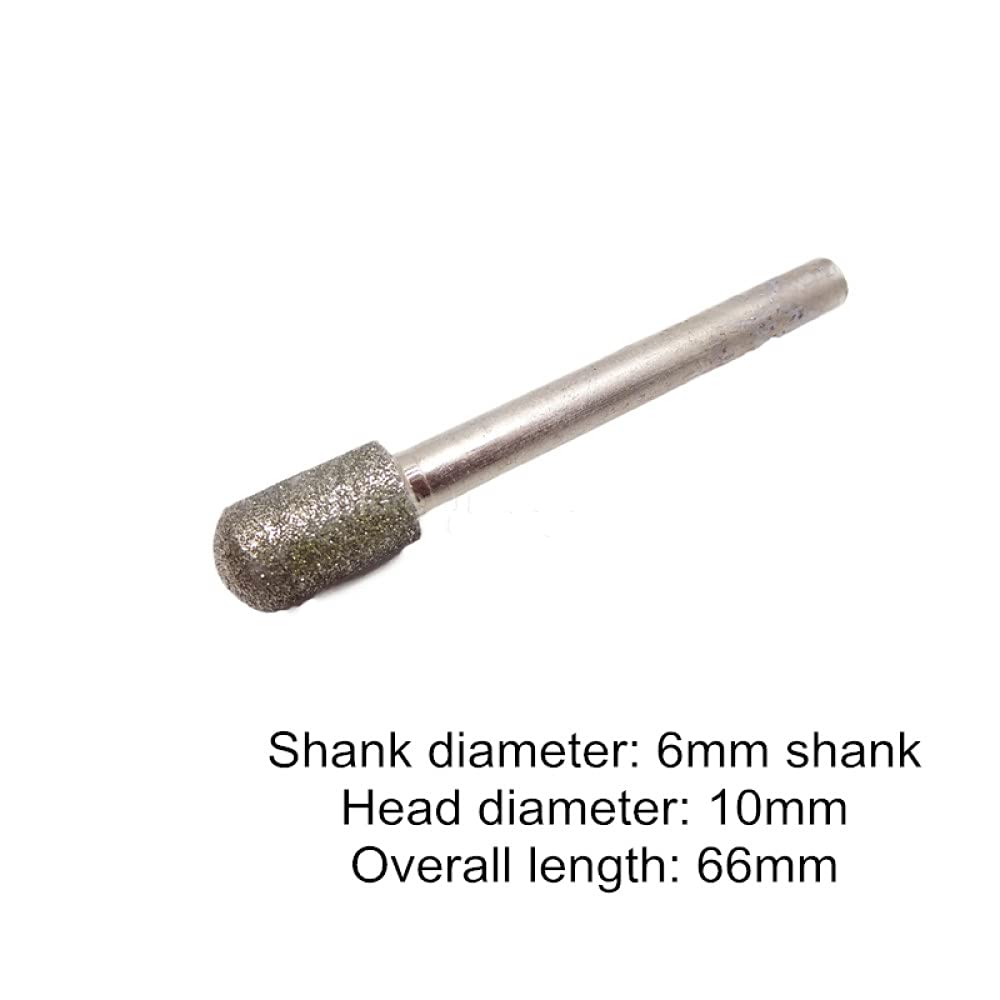 Diamante per lucidare la punta 5 pezzi 6 mm gambo diamante cilindro rotondo fresa rotante testa di rettifica incisione incisione abrasivo cilindrico punte montate internamente(12mm Head Diameter)