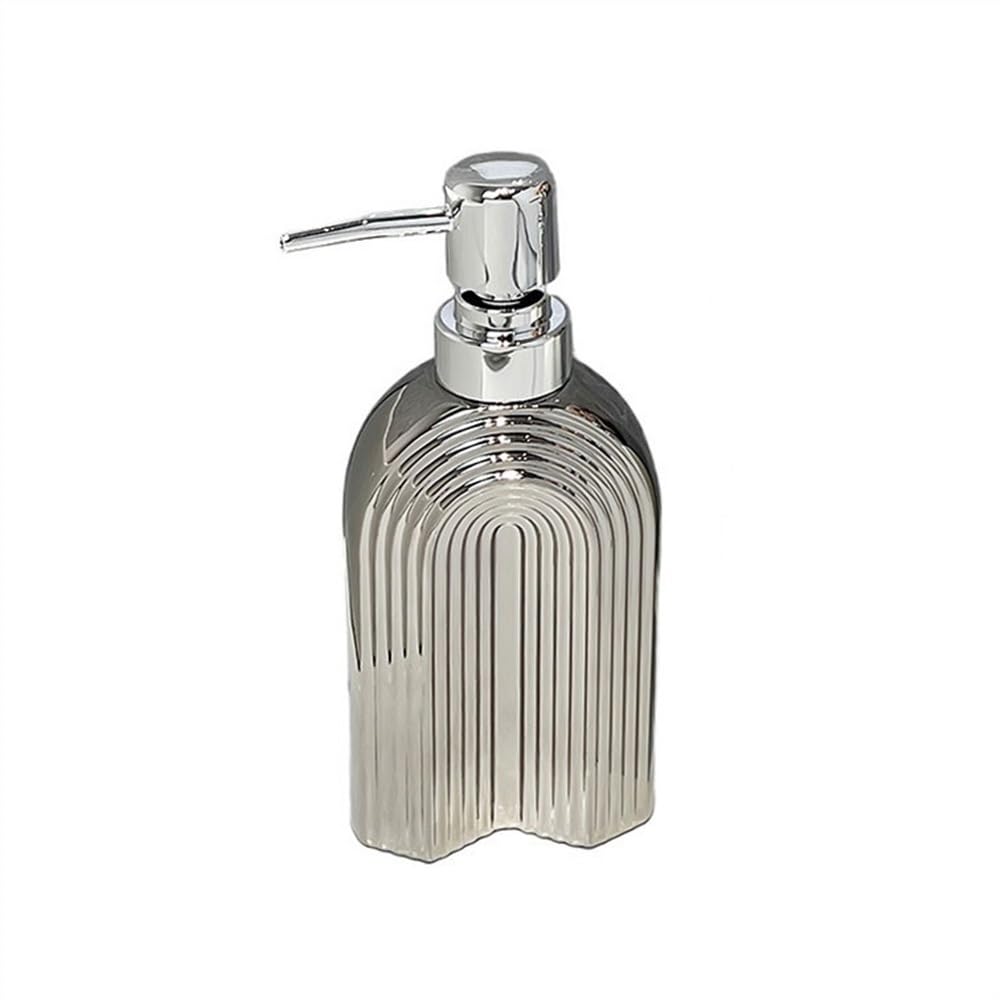 Cyairong-22 Silver Soap Dispenser Dispenser Bottle Press Shampoo Body Wash Empty High-Grade Ceramic Soap(Silver)