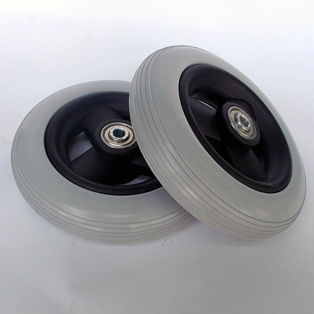 Roues Avant de 6 Pouces pour Fauteuils Roulants, 150×30 Roues de Remplacement pour Déambulateurs, Pneu Solide en Polyuréthane, 2pcs
