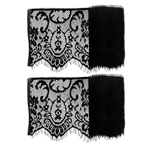 2 Piezas De Tela De Encaje Negro, Tela Decorativa Para Ropa, Materiales De Coser De Bricolaje, Tela De Encaje Elee