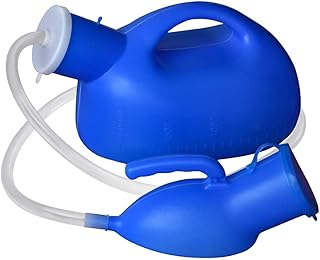 Botellas de orina para hombres, orinales para hombre y mujer, con tubo de 1,3 m, adecuado para hospital, exterior, coche, camping, 2000 ml, color azul