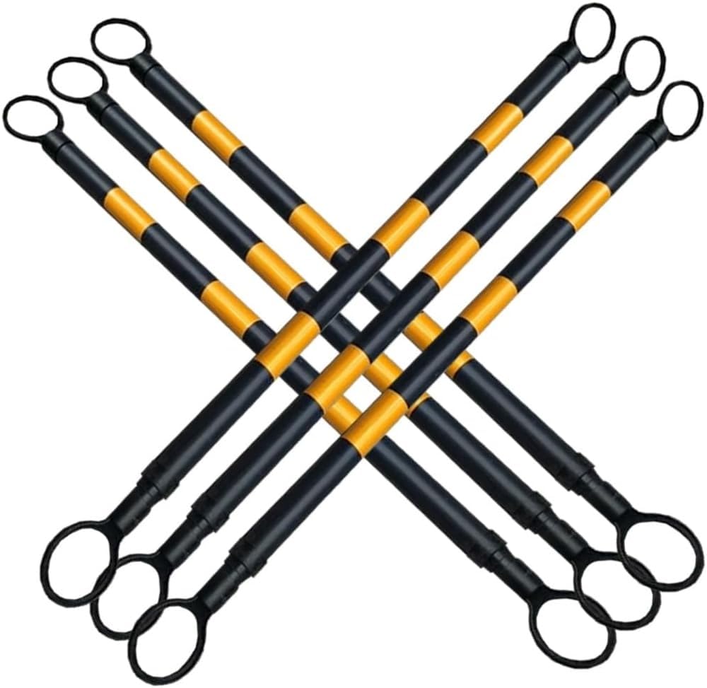 Barrera de Cono de Tráfico Retráctil, 16 Uds., 1,2 a 2 m | Cinta Reflectante de Grado Ingeniero y Postes Telescópicos Duraderos para Control de Multitudes(Yellow and Black,6pcs)