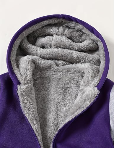 Image of Kids Zip-Up Hooded for Boys Sherpa Lined Jacket Winter Outdoor Sweatshirt Warm Coat 3-14 Years