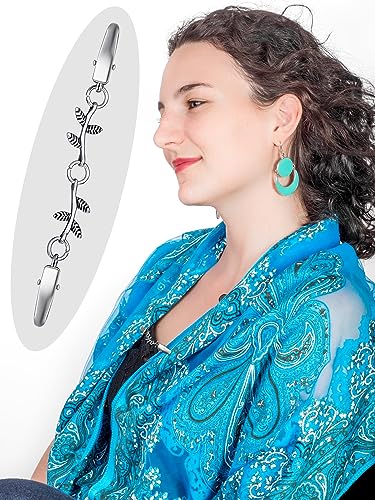 Cindeer 8 Pcs Vintage Shawl Cardigan Clips Retro Cardigan Collar Shirt Dress Silver Clips for Women(Classic)2