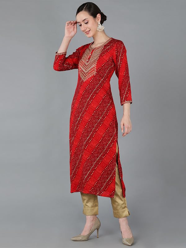 Image of Vaamsi Women's Viscose Rayon Geometric Printed Kurta